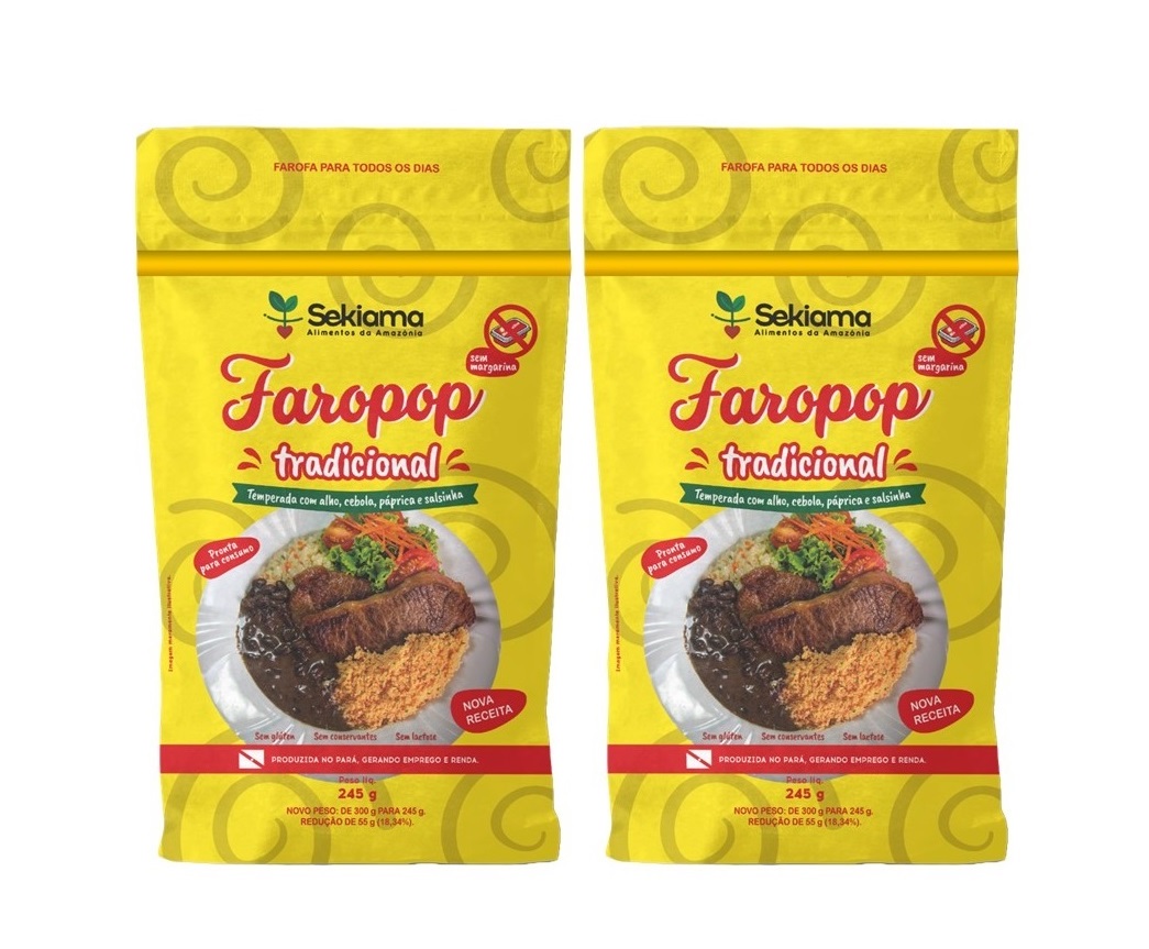 01 KIT COM 02 FAROFA TRADICIONAL COM BACON 245G CADA (R$ 19,00 A UND)