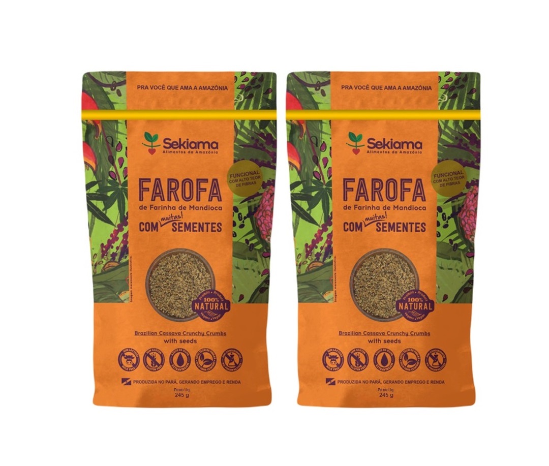 01 KIT COM 02 FAROFAS FUNCIONAL DE SEMENTES 245G CADA (R$ 24,00 A UND)