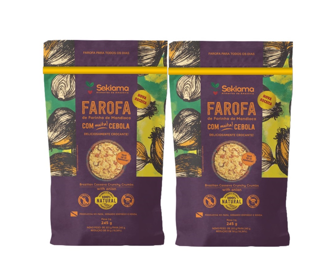 01 KIT COM 02 FAROFAS COM MUITA CEBOLA CROCANTE 245G CADA (R$ 19,90 A UND)
