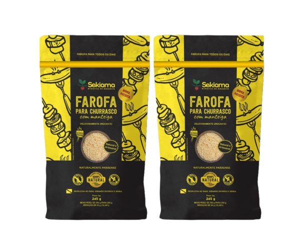 01 KIT COM 02 FAROFAS PARA CHURRASCO COM MANTEIGA 245G CADA (R$ 19,90 A UND)