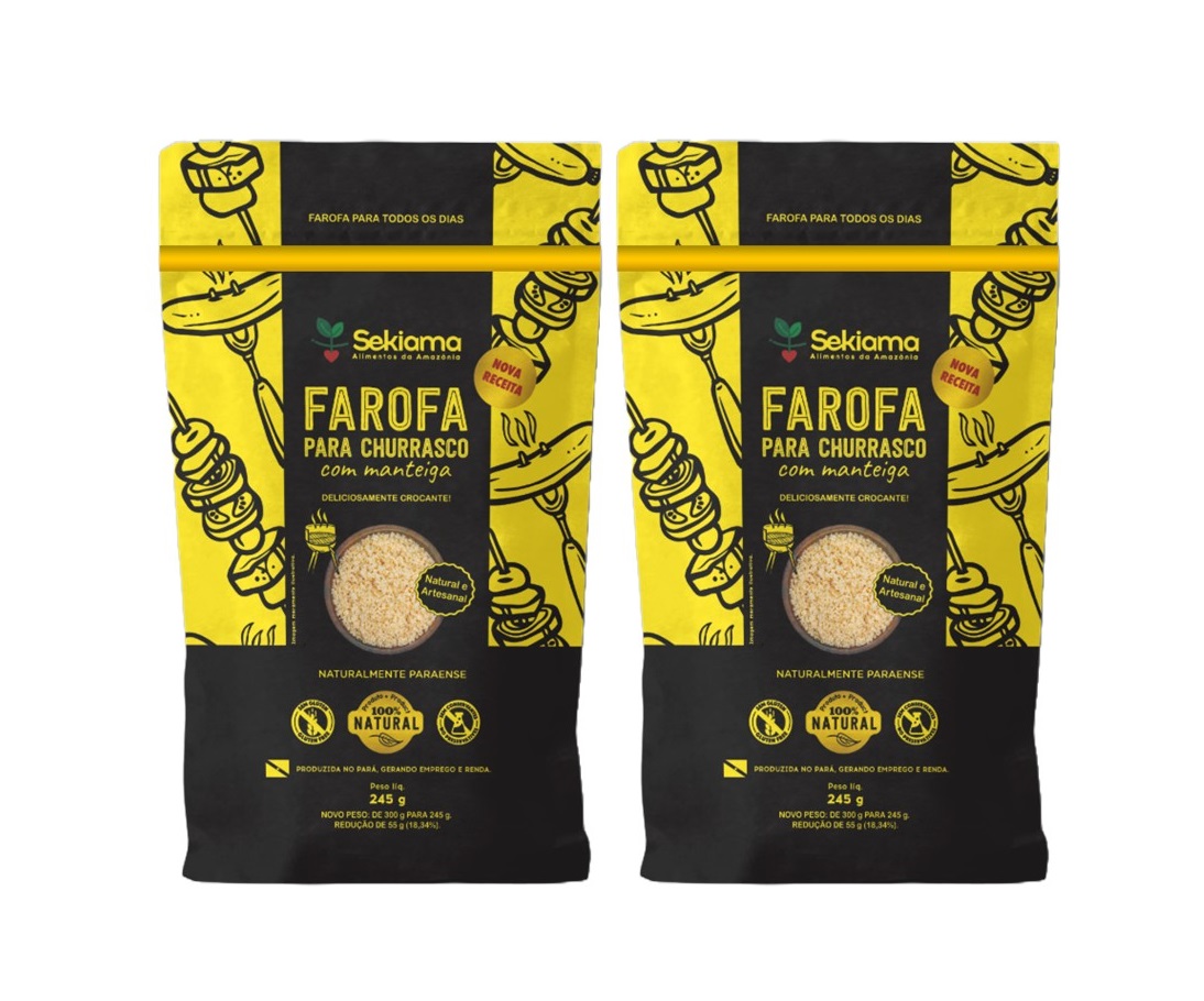 01 KIT COM 02 FAROFAS PARA CHURRASCO COM MANTEIGA 245G CADA (R$ 19,90 A UND)