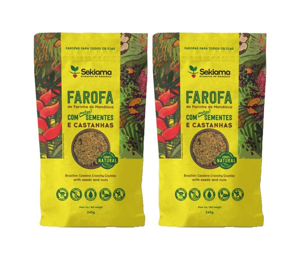 01 KIT COM 02 FAROFAS DE SEMENTES E CASTANHAS 245G CADA (R$ 22,80 A UND)